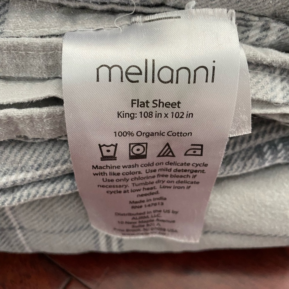 Organic Flannel King sheet set Grey Plaid